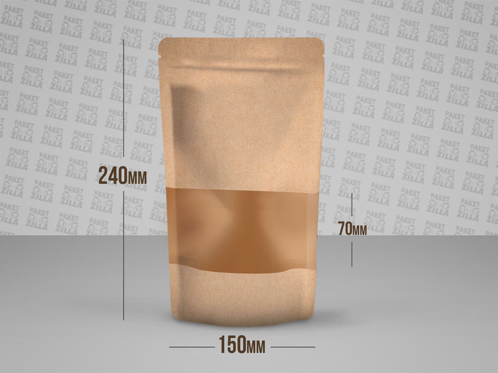 Крафт пакет дой-пак zip lock 240 * 150 мм