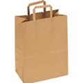 Крафт пакет с плоскими ручками 28 см х 24 см х 14 см. 70 гр/м..